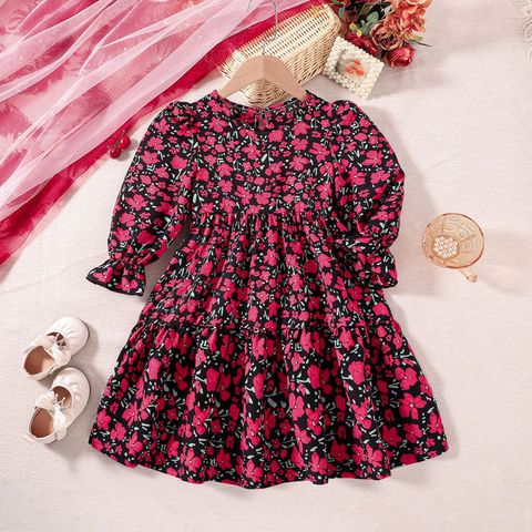 Casual Cute Simple Style Flower Cotton Girls Dresses