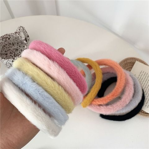 Simple Style Solid Color Flannel Hair Band