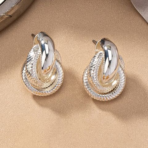 2 Pieces Simple Style Commute Circle Round Plating Alloy Ferroalloy 14k Gold Plated Silver Plated Ear Studs