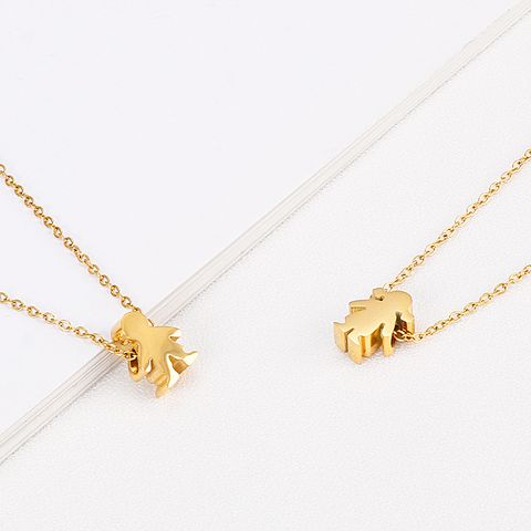 Stainless Steel Titanium Steel 18K Gold Plated Streetwear Plating Doll Pendant Necklace