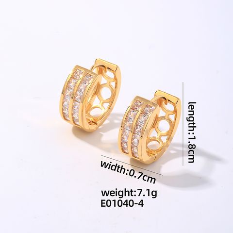 1 Pair Elegant Simple Style Geometric Circle Plating Inlay Copper Zircon Gold Plated Earrings