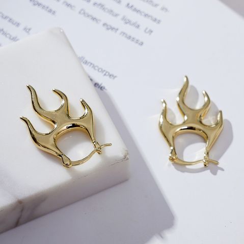 1 Pair Simple Style Flame Plating Copper Gold Plated Silver Plated Earrings