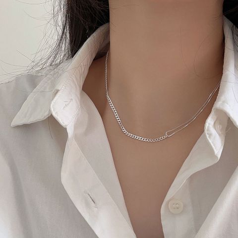Simple Style Classic Style Solid Color Sterling Silver Plating Chain Silver Plated Pendant Necklace
