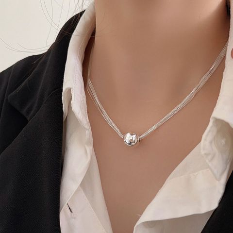 Simple Style Classic Style Solid Color Sterling Silver Plating Silver Plated Pendant Necklace