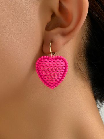 1 Pair Cute Sweet Heart Shape Alloy Drop Earrings