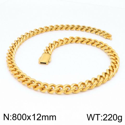Classic Style Solid Color 18K Gold Plated Titanium Steel Wholesale Bracelets Necklace