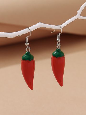 1 Pair Cute Chili Epoxy Synthetic Resin Drop Earrings