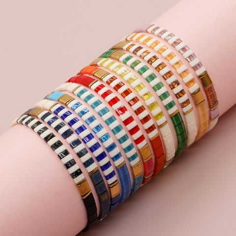 Vintage Style Color Block Glass Unisex Bracelets