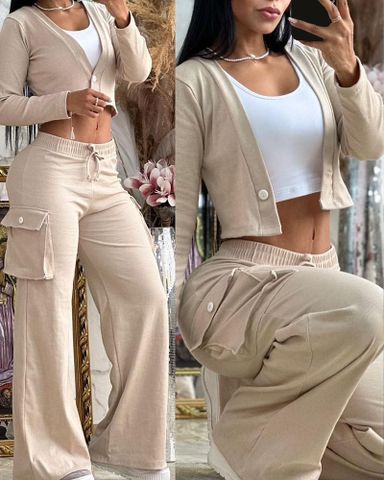 Street Women's Casual Sexy Solid Color Polyester Pants Sets Pants Sets