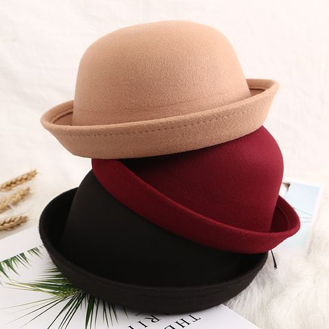 Women's Basic Retro Simple Style Solid Color Crimping Fedora Hat