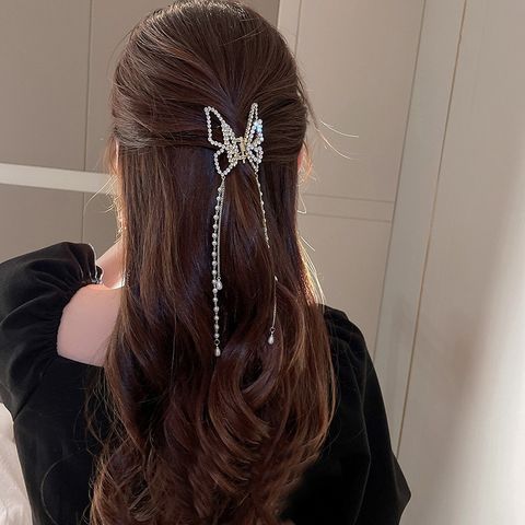 Vintage Style Butterfly Alloy Plating Inlay Rhinestones Hair Claws