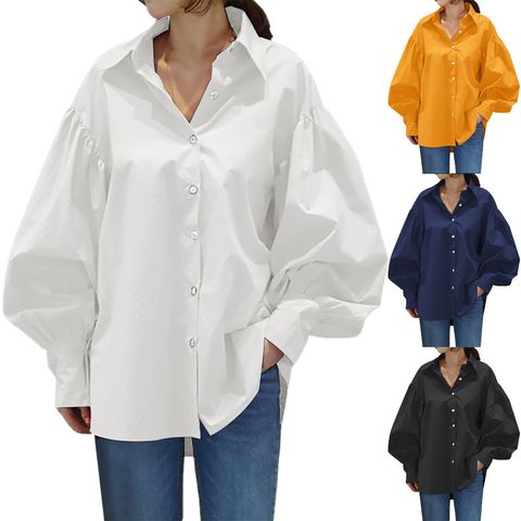 Women's Blouse Long Sleeve Blouses Casual Simple Style Solid Color