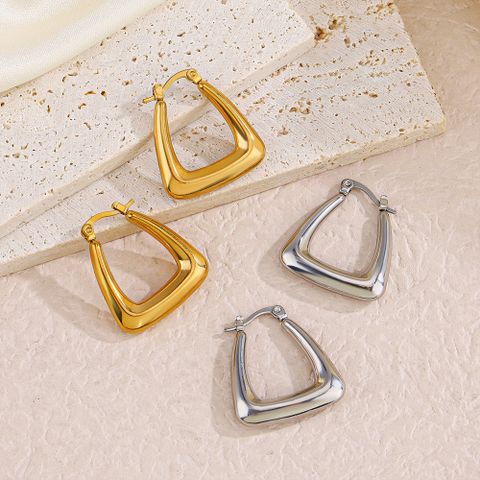 1 Pair Simple Style Square Plating 304 Stainless Steel 18K Gold Plated Hoop Earrings