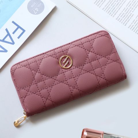 Unisex Solid Color Pu Leather Zipper Wallets