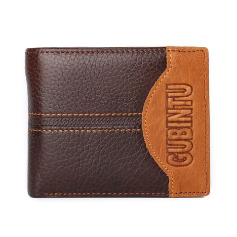 Men's Solid Color Leather Open Wallets