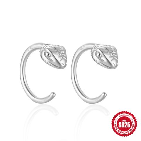 1 Pair Vintage Style Snake Plating Sterling Silver Gold Plated Ear Studs