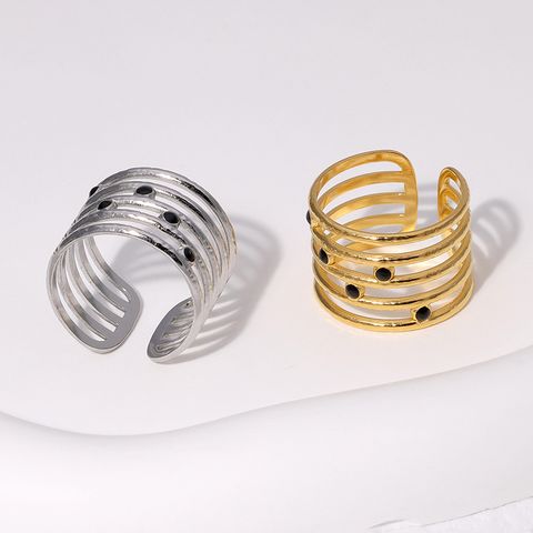 304 Stainless Steel 18K Gold Plated Vintage Style Geometric Solid Color Open Rings
