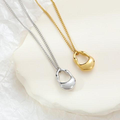 Wholesale Simple Style Lock Stainless Steel Plating White Gold Plated Gold Plated Pendant Necklace