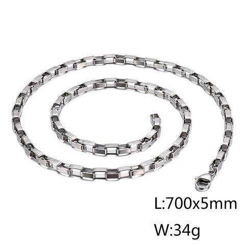 Wholesale Simple Style Solid Color Titanium Steel Plating Chain Gold Plated Necklace