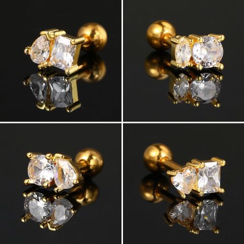 1 Piece Nose Rings & Studs Simple Style Classic Style Geometric Copper Inlay Zircon Nose Rings & Studs