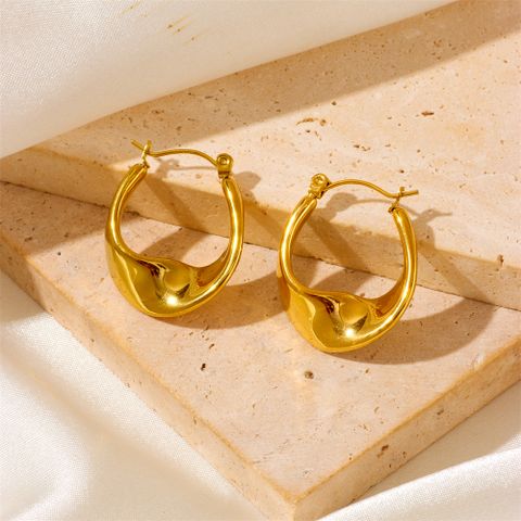 1 Pair Vintage Style Solid Color Plating Stainless Steel 18K Gold Plated Ear Studs