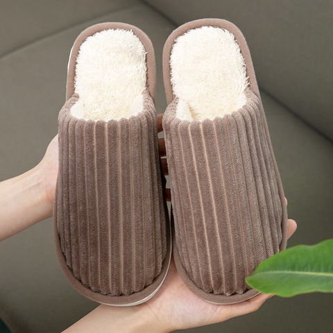 Unisex Casual Solid Color Round Toe Cotton Slippers