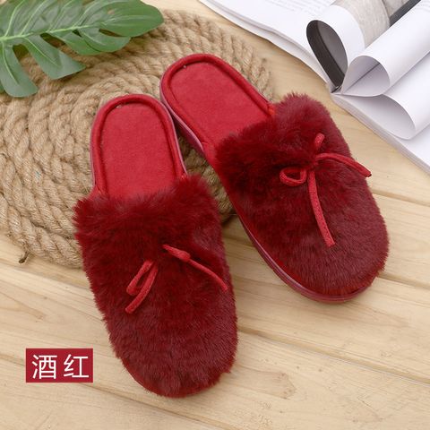 Unisex Casual Solid Color Round Toe Cotton Slippers