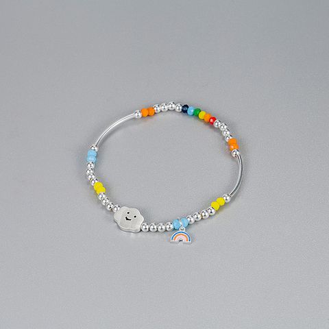 Casual Basic Clouds Rainbow Sterling Silver Bracelets