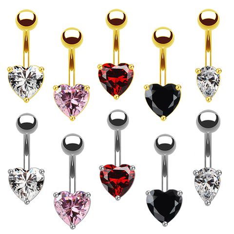 1 Piece Elegant Tropical Heart Shape Plating Inlay Stainless Steel Copper Zircon White Gold Plated Gold Plated Eyebrow Nails Ear Studs