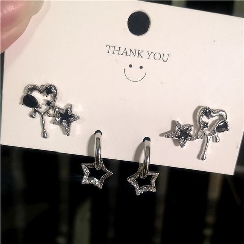 1 Set Cute Sweet Star Butterfly Plating Inlay Alloy Artificial Crystal Drop Earrings
