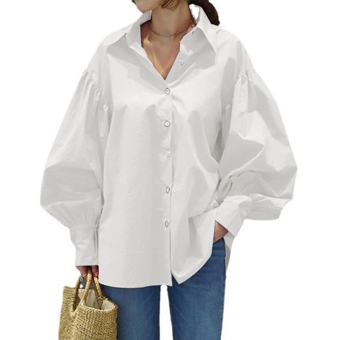 Women's Blouse Long Sleeve Blouses Casual Simple Style Solid Color