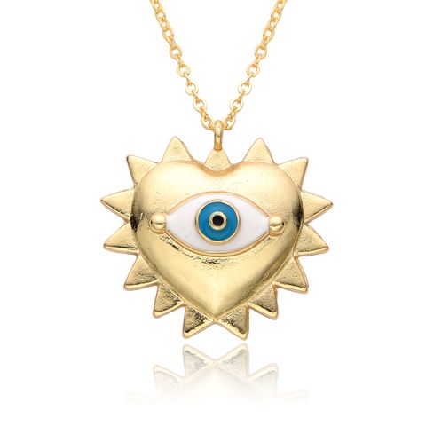 Vintage Style Devil's Eye Heart Shape Copper Plating Pendant Necklace