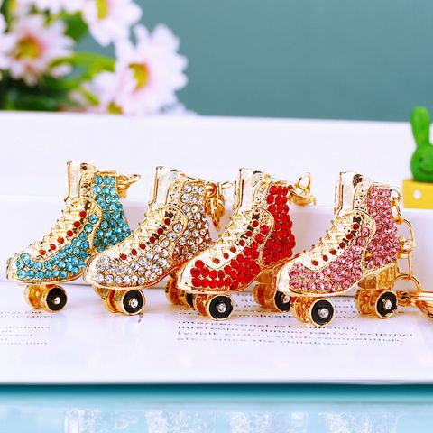 Elegant Dame Koreanische Art Rollschuhe Metall Inlay Strasssteine Frau Taschenanhänger Schlüsselbund