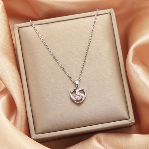 Titanium Steel Copper Vintage Style Tassel Plating Inlay Heart Shape Flower Bow Knot Zircon Pendant Necklace