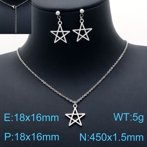 Basic Star Stainless Steel Titanium Steel Hollow Out Jewelry Set