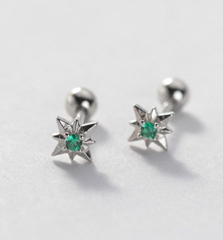 1 Pair Simple Style Star Inlay Sterling Silver Zircon Ear Studs