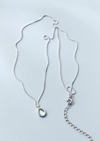Simple Style Water Droplets Sterling Silver Inlay Gem Pendant Necklace