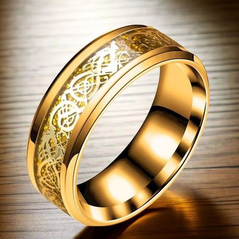 Retro Round Stainless Steel Plating Unisex Rings