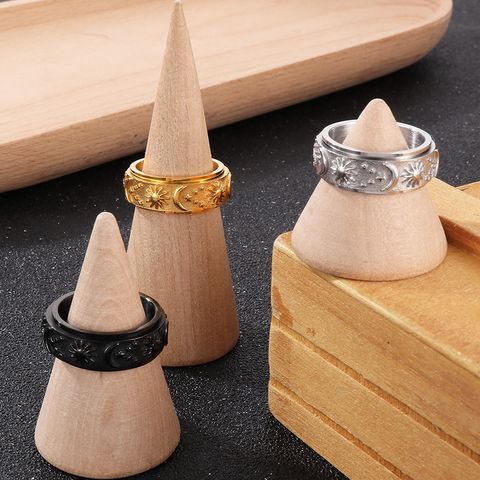 Punk Solid Color Titanium Steel Plating Gold Plated Men's Rings