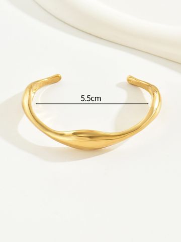 Simple Style Commute Solid Color Alloy Gold Plated Women's Cuff Bracelets