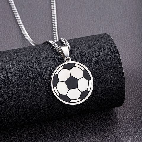 304 Stainless Steel Hip-Hop Simple Style Football Pendant Necklace
