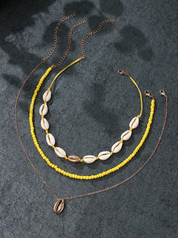 Shiny Shell Gold Plated Alloy Wholesale Necklace