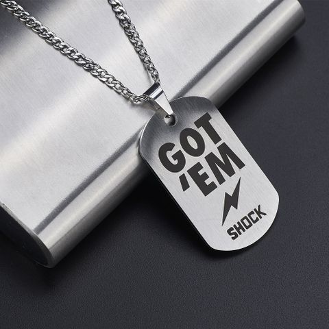 Simple Style Commute Letter 304 Stainless Steel Polishing 18K Gold Plated Men's Pendant Necklace