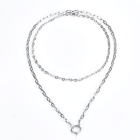Hip-Hop Solid Color 304 Stainless Steel Polishing Chain 18K Gold Plated Women's Layered Necklaces