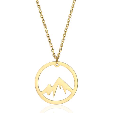 304 Stainless Steel 18K Gold Plated Simple Style Plating Geometric Mountain Pendant Necklace