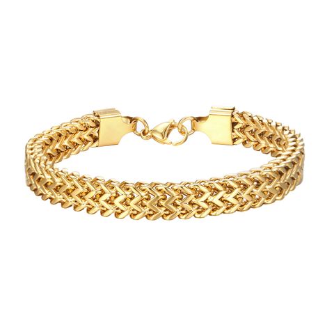 Hip-hop Retro Solid Color Stainless Steel Plating Chain Gold Plated Men's Bracelets