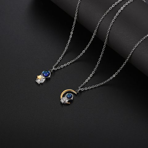 Simple Style Commute Astronaut 304 Stainless Steel Patchwork 18K Gold Plated Women's Pendant Necklace