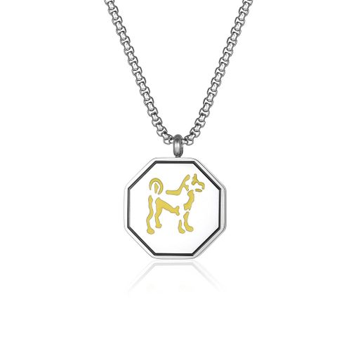 304 Stainless Steel 18K Gold Plated Hip-Hop Epoxy Color Block Pendant Necklace