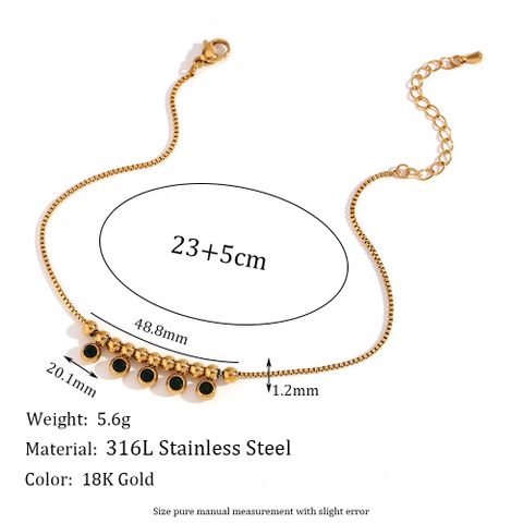 Basic Simple Style Classic Style Geometric Stainless Steel Plating Inlay Rhinestones 18k Gold Plated Women's Anklet