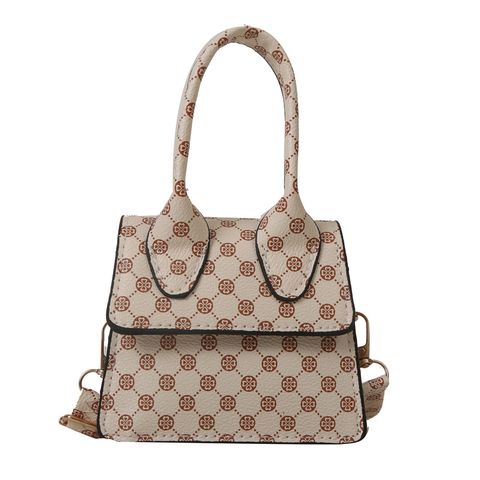 Women's Pu Leather Lingge Vintage Style Square Flip Cover Handbag